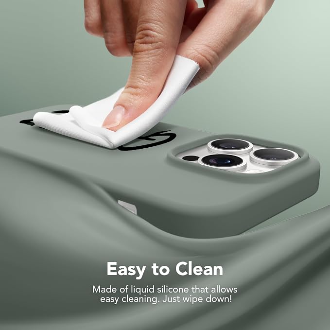 GONEZ for iPhone 14 Pro Case, Compatible with Magsafe, with Screen Protector + Camera Lens Protector, Soft Anti-Scratch Microfiber Lining, Shockproof Liquid Silicone Phone Cover, Calke Green