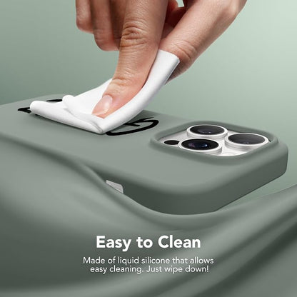 GONEZ for iPhone 14 Pro Case, Compatible with Magsafe, with Screen Protector + Camera Lens Protector, Soft Anti-Scratch Microfiber Lining, Shockproof Liquid Silicone Phone Cover, Calke Green