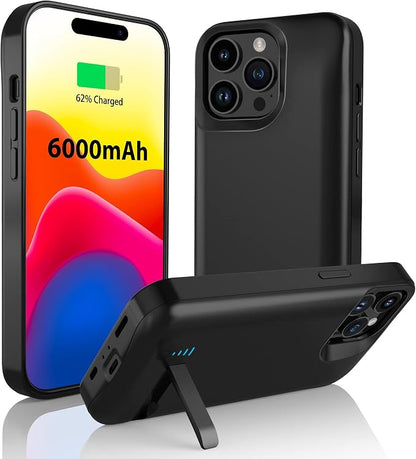 Battery Case for iPhone 16 Pro Max, Extended Battery Power Charging Case for iPhone 16 Pro Max 5G Portable Rechargeable Protective Charger Cover, Perfect for Business Travel, Black