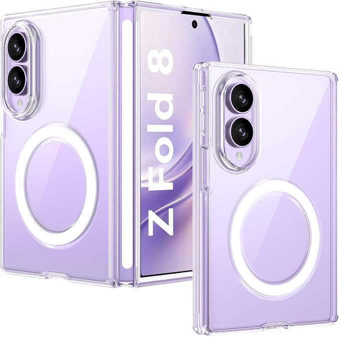 BENTOBEN Magnetic for Samsung Galaxy Z Fold 8 Wide Case Clear [Full Body Hinge Protection] [Fit for Magsafe] Slim Thin Rugged Shockproof Protective, Anti-yellow Phone Cover for Fold8 7.6", Clear White