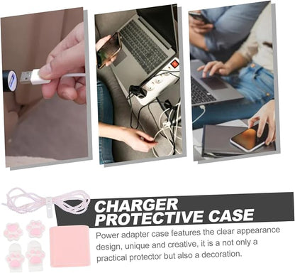 Hemobllo Power Adapter Case for Charger Protective Shell Compact and Lightweight Design with Easy Access Pink Color with Silicone Accessories for Travel and Storage