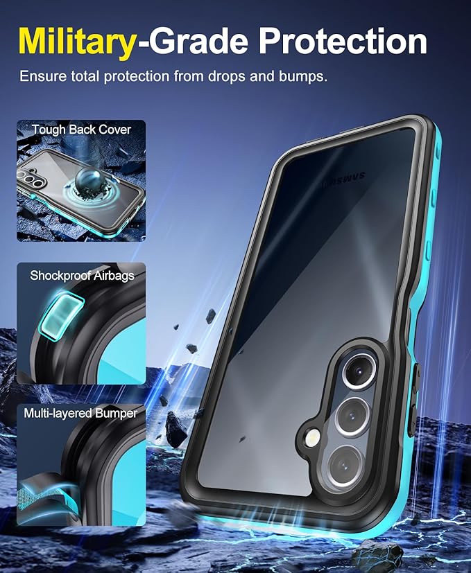 Beasyjoy for Samsung Galaxy A15 5G Case Waterproof, IP68 Underwater with Built-in Screen Protector, Full Body Military Grade Shockproof Dustproof Protective Rugged Cover, Blue