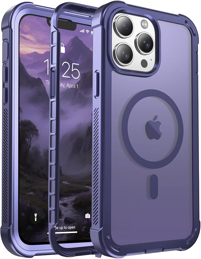 jaroco Magnetic for iPhone 13 Pro Max Case, [Compatible with MagSafe][Military Grade Drop Protection][Heavy Duty Protection][Non-Slip][Shockproof] 2-Layer Durable Bumper Phone Case 6.7''-Dark Purple