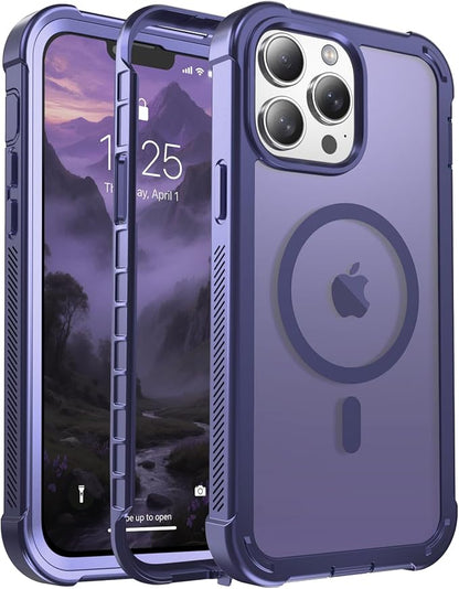 jaroco Magnetic for iPhone 13 Pro Max Case, [Compatible with MagSafe][Military Grade Drop Protection][Heavy Duty Protection][Non-Slip][Shockproof] 2-Layer Durable Bumper Phone Case 6.7''-Dark Purple