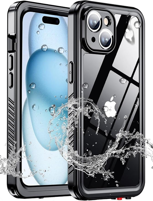 MOZOTER for iPhone 15 Case Waterproof,[IPX8 Underwater Case][Full Body Shockproof & Military Dropproof] Clear Sound Quality Built-in Screen Protector for iPhone 15 6.1 inch-Black