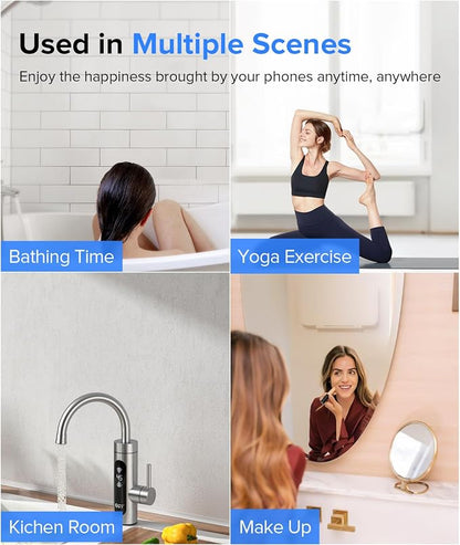 LC-dolida Shower Phone Holder Waterproof Gift for Men Women Universal Phone Stand Case Bathroom Wall Mount for iPhone 17 16 15 14 13 12 Pro Max XS XR up to 6.8" (Sky Blue)