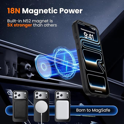 3 in 1 for iPhone 17 Pro Case with Stand Black,Build in Kickstand,Screen Protector *1 & Camera Lens Protector*1,Fits MagSafe, Slim Matte Finish Shockproof Phone Cover
