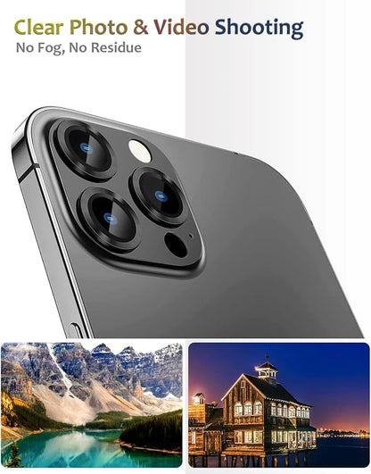 Compatible for iPhone 14 Pro/iPhone 14 Pro Max Camera Lens Protector Metal 9H Tempered Glass Camera Cover Support LIDAR Scanner, Anti-Explosion (Black)