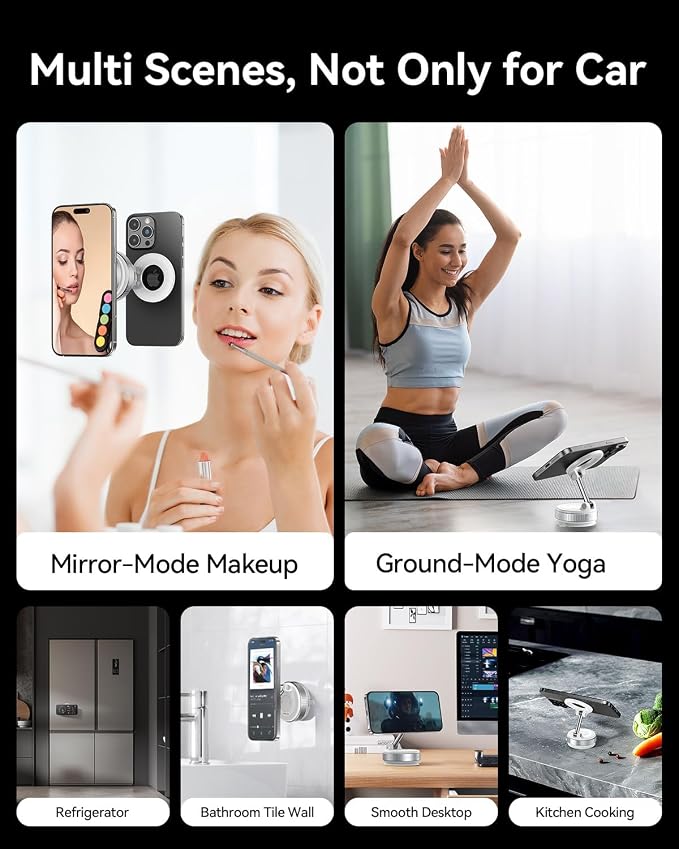 MRGLAS 2025 Upgraded Vacuum Magnetic Phone Holder, for Magsafe Suction Cup Phone Mount Car Truck Accessories for Women Men [89+LBS Suction & 2800gf Magnetic] Fathers Day for Gifts, 360° Adjustable