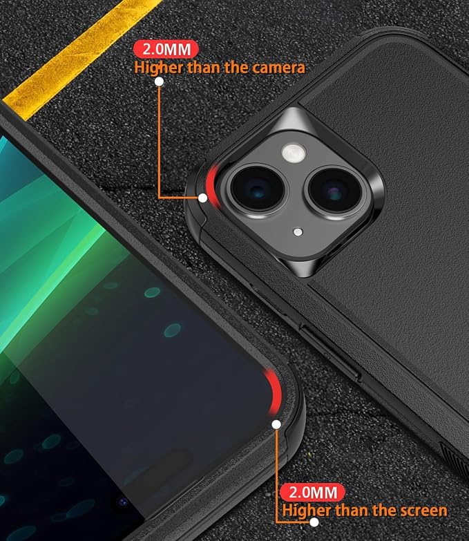 for iPhone 15 Plus Case [Shockproof] [Dropproof] [with Screen Protector ] Heavy Duty Protection Phone Case Cover - Black