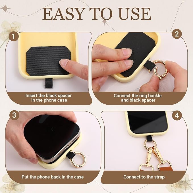 4 Pack Clip and Go Strap for Phone with Wallet Crossbody Phone Strap with Zippered Pouch Adjustable Lanyard Bag (Fresh)
