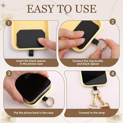 4 Pack Clip and Go Strap for Phone with Wallet Crossbody Phone Strap with Zippered Pouch Adjustable Lanyard Bag (Fresh)