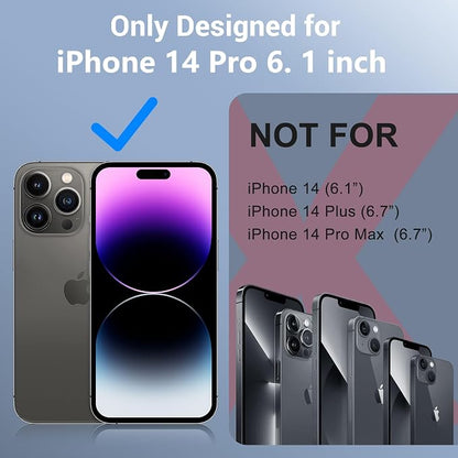 Red2Fire for iPhone 14 Pro Case Waterproof, [Built-in Screen Protector & Camera Protector][Compatible with MagSafe][Full Body Shockproof][IP68 Waterproof][Dustproof] Phone Case 6.1" Purple/Clear