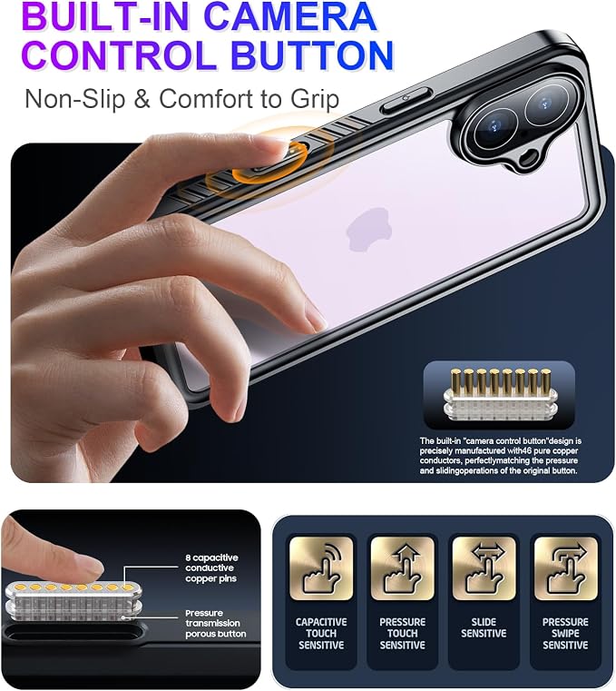 Temdan Compatible with iPhone 17 Case,Waterproof Built-in Screen & Camera Protector IP68 Underwater Full Body 17FT Military Dropproof Shockproof Phone Case 6.3"-Purple/Clear