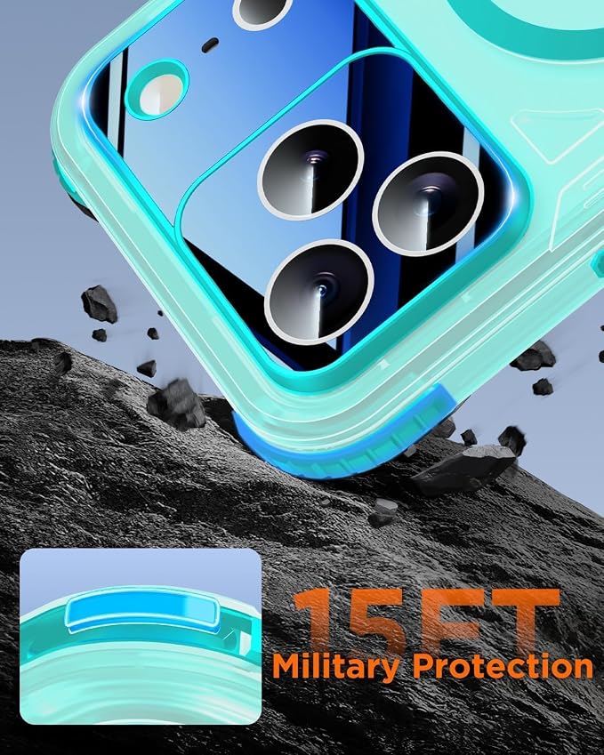 for iPhone 17 Pro Waterproof Case with Magsafe, Built-in [Camera & Screen Protector] [Lanyard], IP68 Water Proof Full Body Dustproof Heavy Duty Frosted Protective Phone Cover, 6.3" Teal