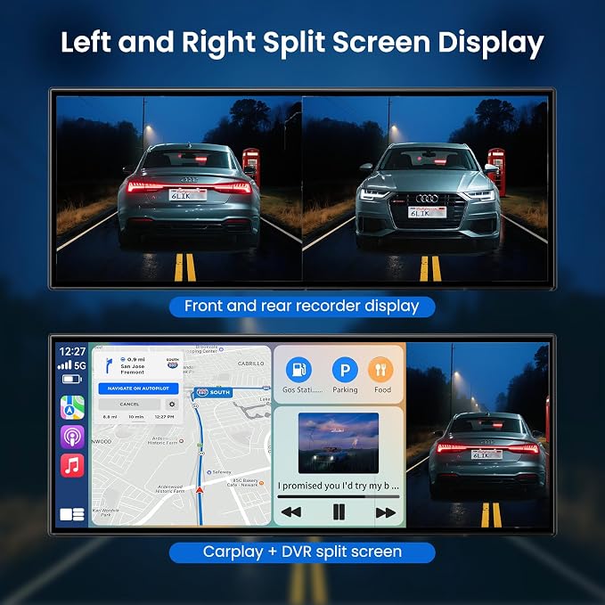 Largest 11.5 inch Wireless CarPlay Screen for Car, A-pple CarPlay & Android Auto HD Touchscreen with 4K Dash Cam/1080P Backup Camera/Navigation/Bluetooth/Voice Control/FM/Mirror Link,for All Vehicles