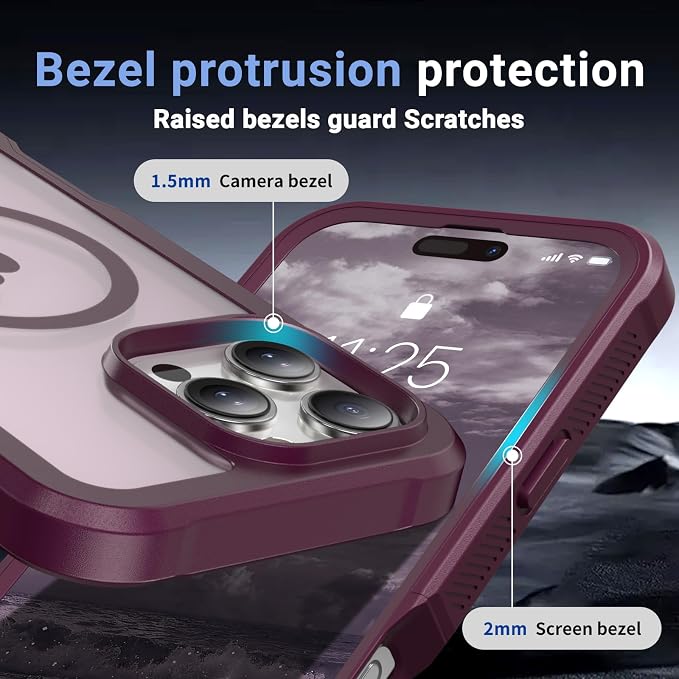 jaroco Magnetic for iPhone 16 Pro Max Case, [Compatible with MagSafe][Military Grade Drop Protection][Heavy Duty Protection][Non-Slip][Shockproof] 2-Layer Durable Bumper Phone Case 6.9''-Wine Red