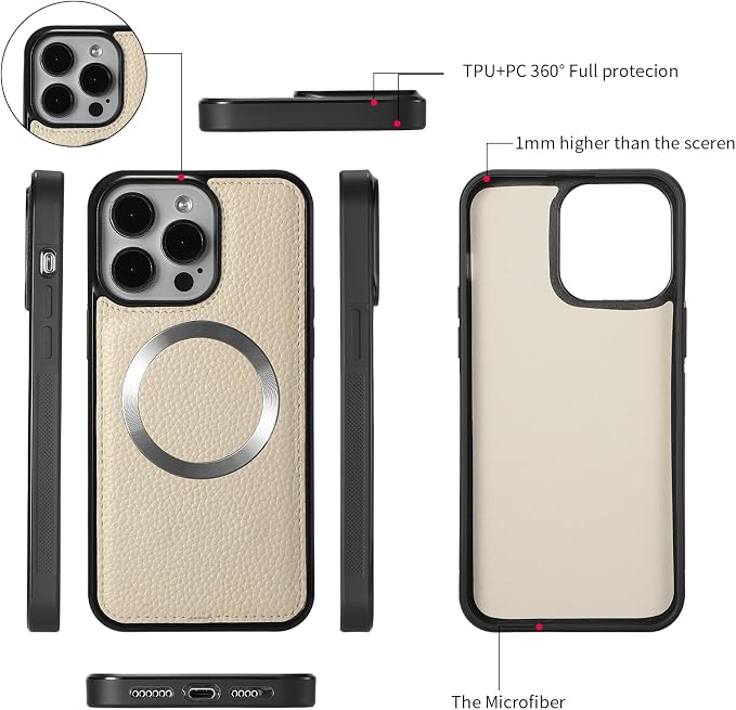 Crossbody Wallet Case for iPhone 16 Pro 6.3", Magnetic Detachable Floral PU Leather Phone Case with RFID Blocking Card Holder Wristlet Mirror Flip Zipper Shoulder Purse Bag for Women - White