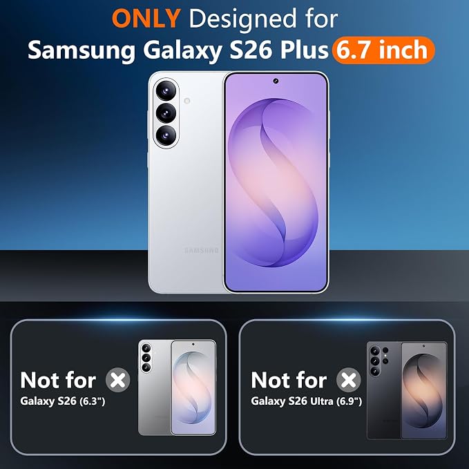 SPIDERCASE Designed for Samsung Galaxy S26 Plus Case, [10 FT Military Grade Drop Protection], 2 Pack [Tempered Glass Screen Protector+Camera Lens Protector] Heavy Duty Shockproof Case, Light Purple