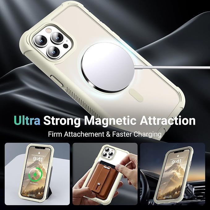 jaroco Magnetic for iPhone 12 Pro Max Case, [Compatible with MagSafe][Military Grade Drop Protection][Heavy Duty Protection][Non-Slip][Shockproof] 2-Layer Durable Bumper Phone Case 6.7''-Antique White