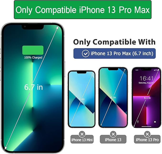 Battery Case for iPhone 13 Pro Max, 12000mAh Rechargeable Portable Charging Case with Wireless Charging Compatible for iPhone 13 Pro Max (6.7 inch) with CarPlay Battery Pack Charger Case (Black)