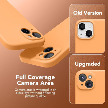 Magnetic for iPhone 15 Case, Compatible with MagSafe, [Screen Protector + Full Camera Protection], Silicone Shockproof Anti-Scratch Protective Phone Case for iPhone 15 6.1", Cantaloupe