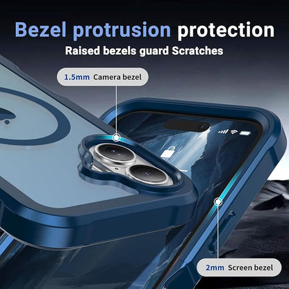 jaroco Magnetic for iPhone 16 Case, [Compatible with MagSafe][Military Grade Drop Protection][Heavy Duty Protection][Non-Slip][Shockproof] 2-Layer Durable Bumper Phone Case 6.1''-Deep Blue