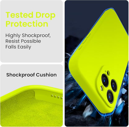 FireNova Designed for iPhone 16 Pro Case, Silicone Upgraded [Camera Protection] Phone Case, Soft Anti-Scratch Microfiber Lining Inside, 2024, Fluorescent Green