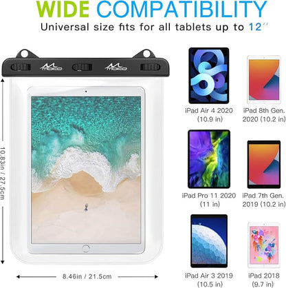 MoKo Waterproof Tablet Case, Tablet Pouch Dry Bag Compatible with iPad 10th, iPad 9/9.7/10.2, iPad mini 6/5/4/3, iPad Air 5/4, Air 3 10.5, iPad Pro 11 2022, Galaxy Tab S6/S7, Tab A 9.7, Up to 12 inch