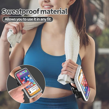 Wristband Phone Holder for Running, Running Armband with Card Slot for iPhone Pro Max Plus (16/15/14/13/12/11/X/XR), for Galaxy S24/S10, Cell Phone Armband Up to 7.0'' Phone
