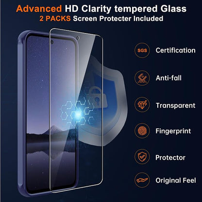 for Samsung Galaxy A56 5G Phone Case : A56 Case [Mag-Safe Fit] with Tempered Glass Screen Protector, Samsung A56 5G Case Matte Translucent Soft-Touch Skin & Full Body Protection Cell Phone A 56,Blue