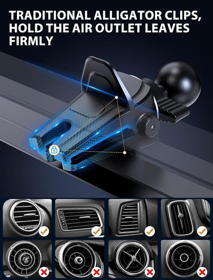 Wireless Car Charger, MOKPR 15W Fast Charging Auto-Clamping Car Charger Phone Mount Air Vent Cell Phone Holder Compatible iPhone 16/15/14/13/13 Pro/12 pro/12/11, Samsung Galaxy S23/S22/S21/S20, etc