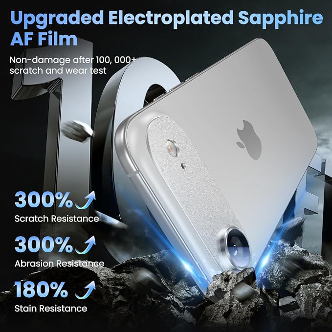 Uyiton Compatible with iPhone Air Camera Lens Protector - [Not Easy to Break][Strong Adsorption][Case-Friendly] Metal Tempered Glass Rear Camera Screen Cover - Cloud White