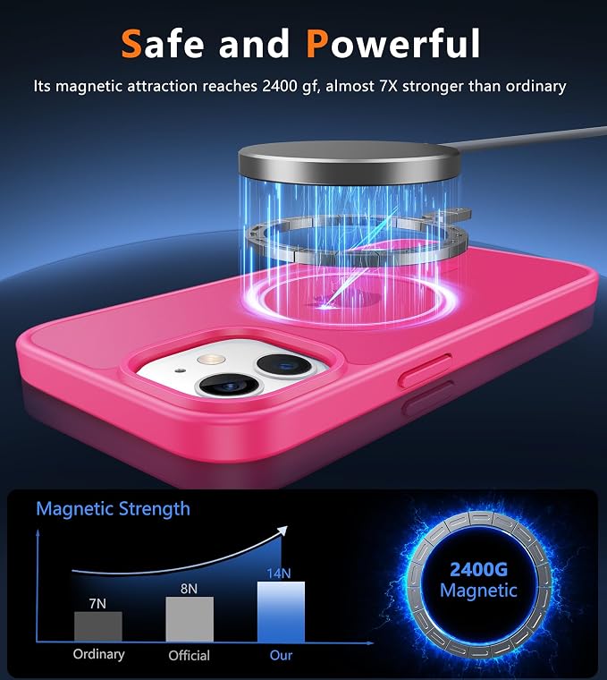 FNTCASE for iPhone 12 Phone Case: for iPhone 12 Pro Magnetic Matte Textured Military Grade Drop Protection Translucent Cell Cover - Slim Durable Shockproof Protective Bumper
