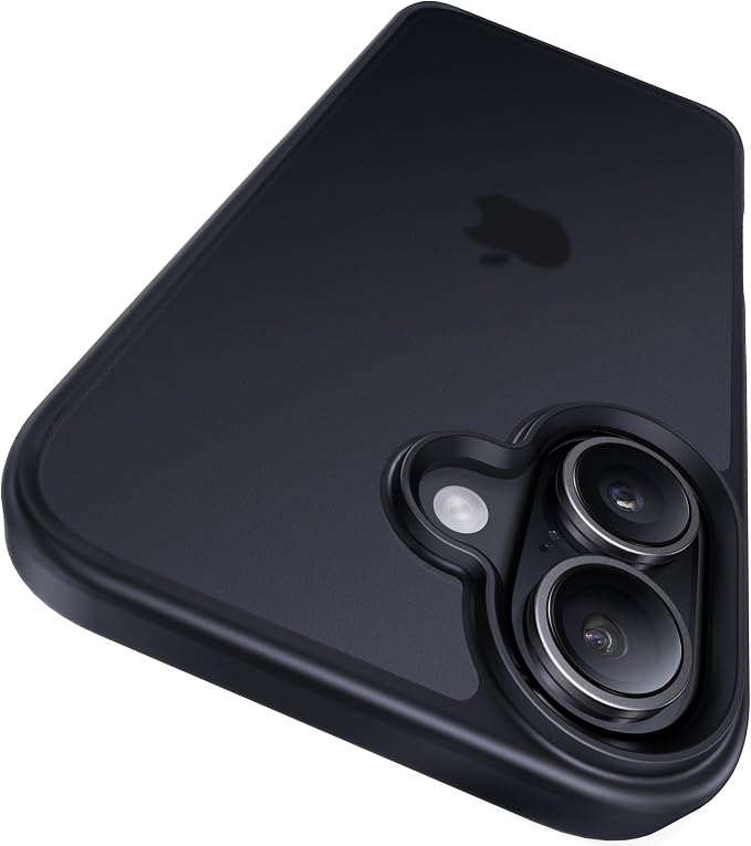 CASEKOO for iPhone 16 Case, [Never Yellow Technology] [Mil-Grade Drop Protection] Translucent Slim Cover Women Men for iPhone 16 Case Phone Case 6.1 inch, Frosted Black