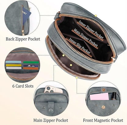 KITEVIUN Crossbody Bags for Women Leather Crossbody Purse Small Shoulder Phone Purse with Adjustable Strap & RFID Card Slots