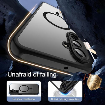 For Samsung Galaxy A17 5G Phone Case:A17 Case [Compatible with Magsafe] with 2PC Tempered Glass Screen Protector,Camera Bump Protection,Slim Frosted Translucent Soft-Touch for Galaxy A17,Matte black