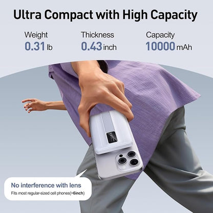 2026 Latest Magnetic Wireless Portable Charger Power Bank - 10000mAh 22.5W PD Fast Max Charging with Built-in LED Display, Magnetic Battery Pack for iPhone 17/16/15/14/13/12/Pro/Mini/Pro Max