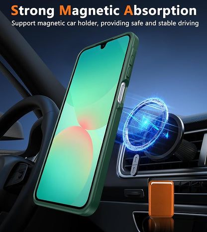 FNTCASE for Galaxy A26 5G Phone Case: Magnetic Matte Translucent Military Grade Drop Protection Cell Phone Cover - Slim Rugged Durable Shockproof Protective for Samsung A26 Cases - Green