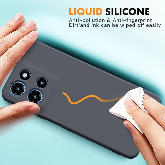 for Motorola Moto G 2025 Case, 2 Pack Tempered Glass Screen Protectors, Soft TPU Liquid Silicone Shockproof Gel Case-Deep Lavender