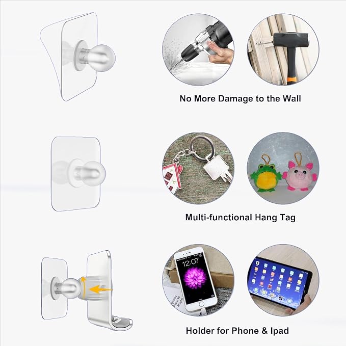 Large Wall Mount Phone Holder with Mirror, Extra Large Anti-Slip Panel, Strong Adhesive Phone Stand for Bathroom Kitchen Bedroom, Fits Phones & Tablets (4.72 x 4.13 inch)