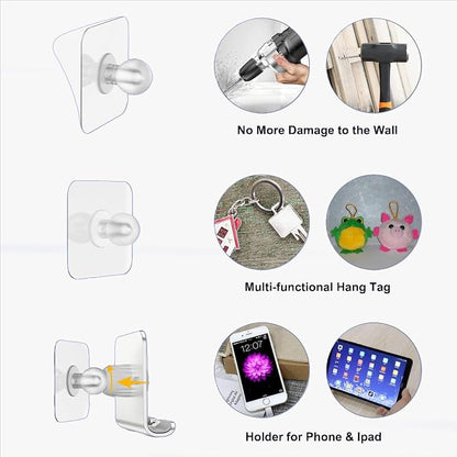 Large Wall Mount Phone Holder with Mirror, Extra Large Anti-Slip Panel, Strong Adhesive Phone Stand for Bathroom Kitchen Bedroom, Fits Phones & Tablets (4.72 x 4.13 inch)