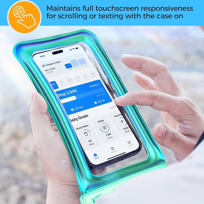 ProCase 2 Pack Floating Waterproof Phone Pouch IPX8,Universal Dry Bag Fits iPhone 17/16/15/14/13 Series,Galaxy S24/S23/S22, Pixel 8/7 (Up to 7”),Touchscreen,Underwater & Snow Protection -Whitegreen