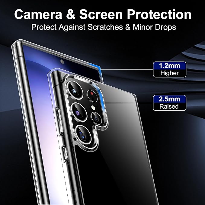 Red2Fire for Samsung Galaxy S23 Ultra Case, [2Pcs Screen Protector]+[2Pcs Lens Protector][Crystal Clear][No-Yellowing][Anti-Scratch][Mil-Grade Shockproof] Full Body Protection Phone Case 5G,Clear