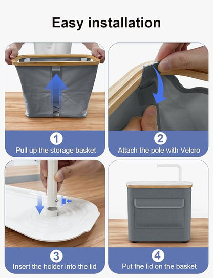 TAZENI Toilet Paper Storage Basket Holder Holds 9-12 +1 Rolls Elegant Multi-Functional Bathroom Toilet Paper Holder Stand Storage Organizer Waterproof with Tray Hold Phone Wet Wipes Gray