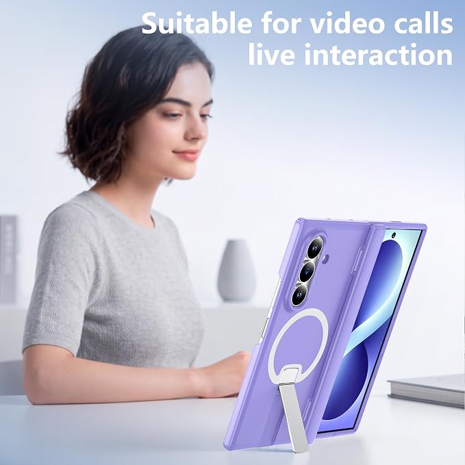 For Samsung Galaxy Z Fold 8 Ultra Case with Kickstand & Screen Protector | MagSafe-Compatible,Military Grade Drop Tested Non-Slip Slim Shockproof Case for Samsung Galaxy Z Fold 8 Ultra-Lilac Purple