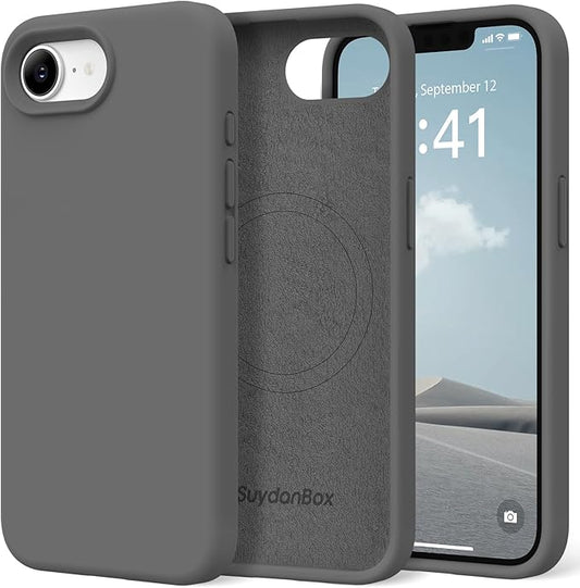 Magnetic for iPhone 17e/iPhone 16e Case, Compatible with MagSafe, [Soft Anti-Scratch Microfiber Lining] Slim Silicone Shockproof Protective Phone Case for iPhone 17e/16e 6.1", Dark Gray