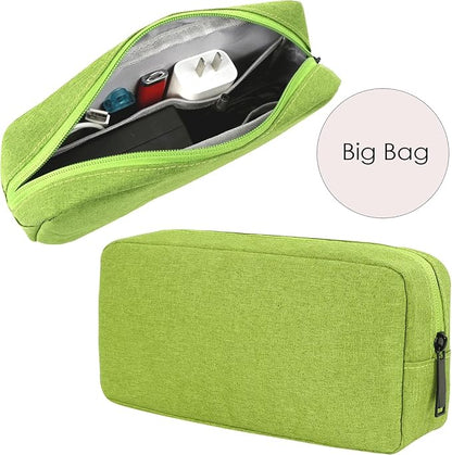 CAAORDKSO Electronics Accessories Organizer Pouch Bag, Electronic Organizer Travel Case Cord Storage Bag for Laptop Mouse Charger, Cable, Power Bank, Hard Drive, Various Accessories (Small+Big, Green)
