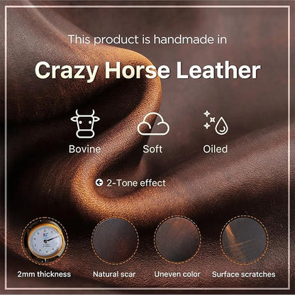 CONTACTS Full Grain Leather Travel Cable Organizer Pouch Double Layer Electronics Organizer Travel Case for Charger, Cable, Power, Tech Storage Bag by Handmade (Brown)