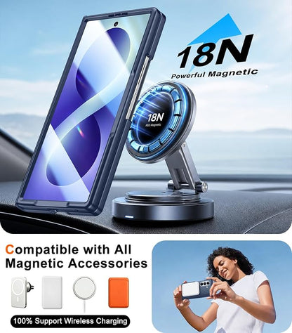 SPIDERCASE Magnetic for Samsung Galaxy Z Fold 8 Ultra Case, Blue | Built-in [Screen Protector] [Stable Kickstand] [Hinge Protection] [Compatible with Magsafe] Military Grade Protective Cover